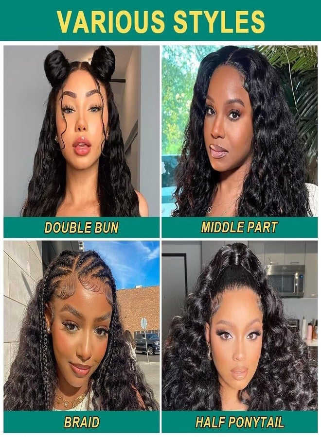 Sweetie 24 Inch Deep Wave Lace Front Wigs Human Hair 210% Density 13x4 HD Transparent Lace Frontal Wigs Deep Curly Human Hair Wig for Women 12A Deep Curly Wigs Human Hair Pre Plucked with Baby Hair - Image 5